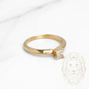 Engagement ring - 14K gold solitaire natural princess cut diamond 0.25CT - RIGD249