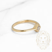 Engagement ring - 10K yellow gold square composite solitaire set with 0.10CT natural diamonds - RIGD251