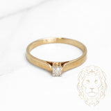 Bague de fiançailles - Or 10K jaune solitaire diamant naturel coupe rond brillant 0.10CT - RIGD253