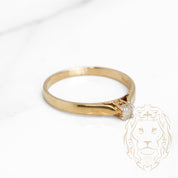 Engagement ring - 10K gold solitaire round brilliant cut natural diamond 0.10CT - RIGD253