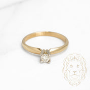 Bague de fiançailles - Or 14K deux tons jaune & blanc solitaire diamant naturel coupe rond brillant 0.20CT - RIGD254