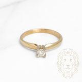 Bague de fiançailles - Or 14K deux tons jaune & blanc solitaire diamant naturel coupe rond brillant 0.20CT - RIGD254