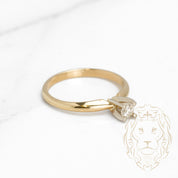 Bague de fiançailles - Or 14K deux tons jaune & blanc solitaire diamant naturel coupe rond brillant 0.20CT - RIGD254