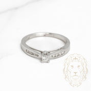 Engagement Ring - 10K Gold White Princess Cut Natural Diamond with 0.20CT Channel Setting - RIGD255