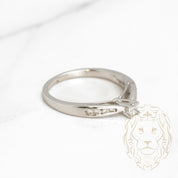 Engagement Ring - 10K Gold White Princess Cut Natural Diamond with 0.20CT Channel Setting - RIGD255