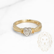 Ring - 10K two-tone yellow & white gold heart set with a 0.02CT round brilliant cut natural diamond - RIGD257