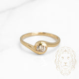 Bague de fiançailles - Or 10K deux tons jaune & blanc solitaire diamant naturel coupe rond brillant 0.10CT serti tension - RIGD259