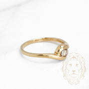 Engagement ring - 10K gold two-tone yellow & white solitaire round brilliant cut natural diamond 0.10CT tension set - RIGD259