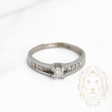 Bague de fiançailles - Or 14K blanc diamant naturel coupe rond brillant 0.15CT avec monture pavé - RIGD260