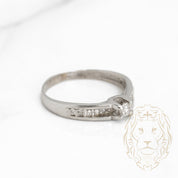 Engagement ring - 14K gold white round brilliant cut natural diamond 0.15CT with pavé setting - RIGD260