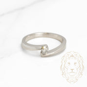 Engagement ring - Gold 10K white solitaire natural princess cut diamond 0.10CT tension set - RIGD263