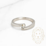 Bague de fiançailles - Or 10K blanc solitaire diamant naturel coupe princesse 0.10CT serti tension - RIGD263