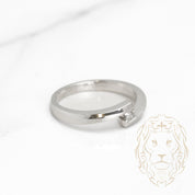 Engagement ring - Gold 10K white solitaire natural princess cut diamond 0.10CT tension set - RIGD263