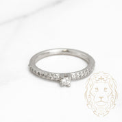 Engagement ring - 14K gold white brilliant cut natural diamond 0.20CT with pavé setting - RIGD264