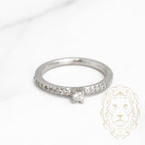 Bague de fiançailles - Or 14K blanc diamant naturel coupe rond brillant 0.20CT avec monture pavé - RIGD264