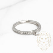 Engagement ring - 14K gold white brilliant cut natural diamond 0.20CT with pavé setting - RIGD264