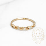 Bague - Or 10K jaune semi-éternité twist sertie de diamants naturels 0.10CT - RIGD269