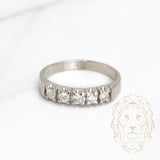 Bague - Or 14K blanc semi-éternité diamants naturels coupe rond brillant 0.20CT - RIGD270