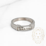 Bague - Or 14K blanc diamants naturels coupe rond brillant 0.10CT sertis en canal - RIGD271