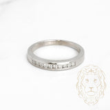 Bague - Or 14K blanc semi-éternité diamants naturels coupe rond brillant 0.10CT sertis en canal - RIGD272