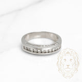 Bague - Or 14K blanc semi-éternité diamants naturels coupe rond brillant 0.60CT sertis en canal - RIGD273