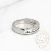 Ring - 14K white gold semi eternity cut 0.60CT round brilliant diamonds channel set - RIGD273