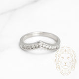 Bague - Or 10K blanc wishbone diamants naturels 0.15CT sertis en canal - RIGD276