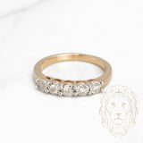 Bague - Or 10K deux tons jaune & blanc semi-éternité illusion diamants naturels coupe rond brillant 0.20CT - RIGD278