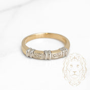 Bague - Or 14K deux tons jaune & blanc sertie de diamants naturels 0.10CT - RIGD281