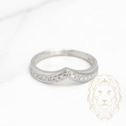 Bague - Or 10K blanc wishbone pavé de diamants naturels 0.10CT - RIGD285