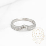 Ring - 10K white gold wishbone paved with natural diamonds 0.10CT - RIGD285