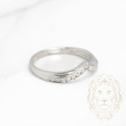 Bague - Or 10K blanc wishbone pavé de diamants naturels 0.10CT - RIGD285