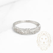 Bague - Or 10K blanc coeurs sertis de diamants naturels 0.10CT - RIGD286