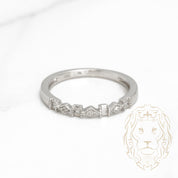 Ring - 10K white gold bead blasted with natural round & baguette cut diamonds 0.10CT - RIGD288