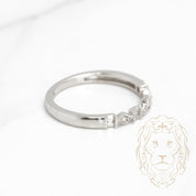 Ring - 10K white gold bead blasted with natural round & baguette cut diamonds 0.10CT - RIGD288