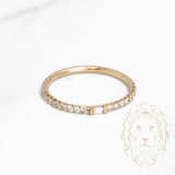 Bague - Or 10K jaune semi-éternité diamants naturels coupe rond brillant & coupe baguette 0.10CT - RIGD291