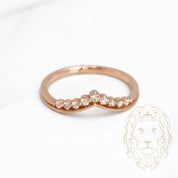 Ring - 10K pink gold wishbone bead blasted & set with 0.10CT natural diamonds - RIGD297