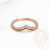 Bague - Or 10K rose wishbone microbillé & serti de diamants naturels 0.10CT - RIGD297