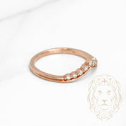 Ring - 10K pink gold wishbone bead blasted & set with 0.10CT natural diamonds - RIGD297
