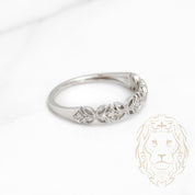 Ring - 10K white gold semi eternity leaf design set with 0.10CT natural diamonds - RIGD299