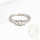 Bague de fiançailles - Or 14K blanc trois pierres diamants naturels coupe princesse 0.60CT - RIGD302
