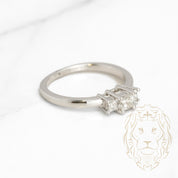 Engagement ring - 14K white gold three stones princess cut natural diamonds 0.60CT - RIGD302