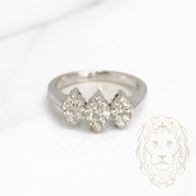 Engagement ring - 18K white gold marquise trinity set with 1.00CT round brilliant cut natural diamonds - RIGD303