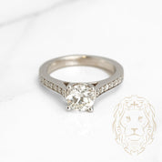 Engagement ring - 14K white gold paved with round brilliant cut natural diamonds 1.10CT - RIGD305