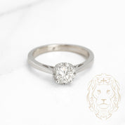 Bague de fiançailles - Or 14K blanc halo diamants naturels coupe rond brillant 0.46T - RIGD306