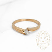 Bague de fiançailles - Or 10K jaune solitaire diamant naturel coupe rond brillant 0.08CT - RIGD307