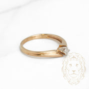 Bague de fiançailles - Or 10K jaune solitaire diamant naturel coupe rond brillant 0.08CT - RIGD307