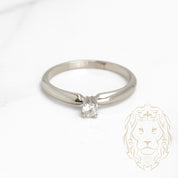 Bague de fiançailles - Or 14K blanc solitaire diamant naturel coupe rond brillant 0.08CT - RIGD308