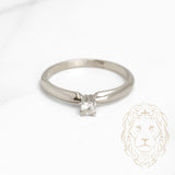 Bague de fiançailles - Or 14K blanc solitaire diamant naturel coupe rond brillant 0.08CT - RIGD308