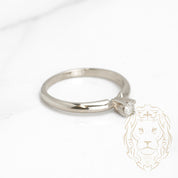 Bague de fiançailles - Or 14K blanc solitaire diamant naturel coupe rond brillant 0.08CT - RIGD308